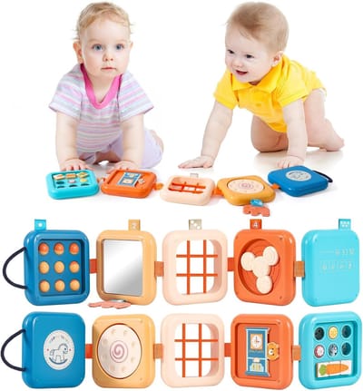 Activiteitenbord voor 1-jarigen - Montessori speelgoed - Sensorisch Speelgoed - 8-in-1 sensorisch reisspeelgoed voor peuters - Educatief Spel - Busy Board - voor Thuis en Onderweg