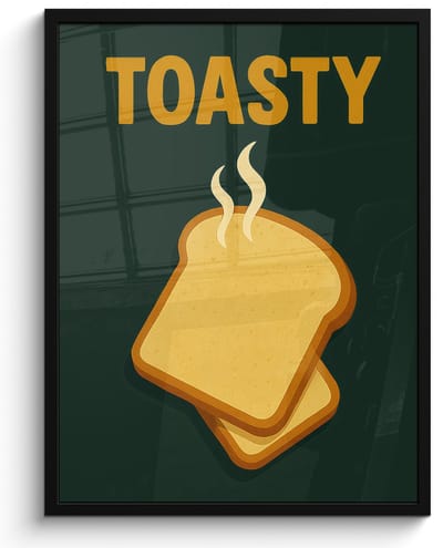 Poster in lijst - Fotolijst 50x70 cm - Posters - Brood - Tosti - Groen - Minimalistisch - Posterlijst zwart - Decoratie - Wanddecoratie woonkamer - Muurdecoratie slaapkamer