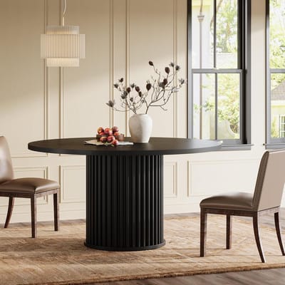Tribesigns Ronde Eettafel voor 4 personen - Eettafel met Metalen Onderstel - 120cm Ronde Keukentafel - Industrieel - Zwart- 120 x 120 x 76.5 cm