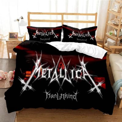 Metal Music Band M-Metallica Beddengoedset Eenpersoons Tweepersoons Tweepersoons Queen Kingsize Bedset Volwassene Kind Slaapkamer Dekbedovertrekset Thuistextiel EU Double 200x200cm