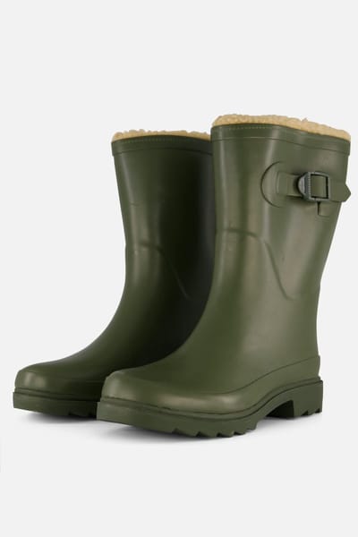 XQ | Regenlaarzen Dames | Fake Fur | Groen | Maat 38 | Regenlaarzen met voering