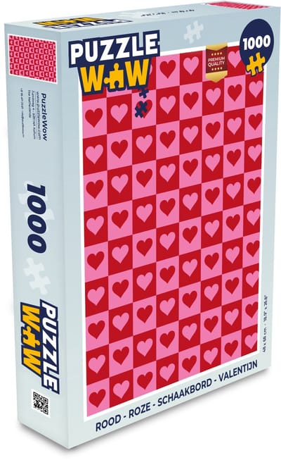 Puzzel Rood - Roze - Schaakbord - Valentijn - Legpuzzel - Puzzel 1000 stukjes volwassenen