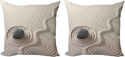 ABAKUHAUS Decoratieve kussenhoes met rotsmotief, 2 stuks, golfmotief op zandkiezels, modern accent, dubbelzijdige digitale print, 50x50 cm, grijs