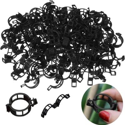 Famanu – Plastic plantenclips - 100/200 stuks - plantenklemmen voor tuin - planten - groentenfruit - klimplanten - maak je planten opgeruimd en mooier (100 - zwart)