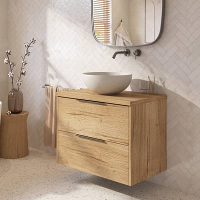 Saqu Lima badmeubel incl. afdekblad 80x51x62cm eiken marcato – gunmetal greep
