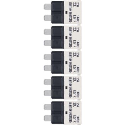 E37 Auto T1 Reset Stroomonderbreker UL Klasse 94V0 Thermoplastische ATC ATO Stroomonderbrekers 25A 5 Stuks white