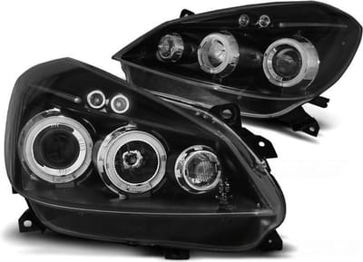 Koplampen dual halo rims RENAULT CLIO 3 05-09 ZWART ANGEL EYES
