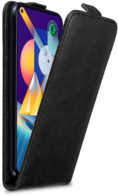 Cadorabo Hoesje geschikt voor Samsung Galaxy A11 / M11 in ZWARTE NACHT - Beschermhoes in flip design Case Cover met magnetische sluiting