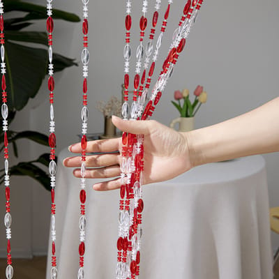 Deurgordijn - Vliegengordijn - 200*100cm - Kralengordijn - Siergordijn - Polyester - Raamdecoratie - Kralen gordijn deur string gordijnen - Voor deuropening, binnen decoratie - Huis en decoratie - Voor deuren en ramen - Rood