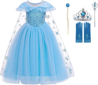 Carnavalskleren meisje - Het Betere Merk prinsessenjurk meisje - Elsa jurk - verkleedjurken meisjes - verkleedkleding kind - maat 122/128 - inclusief Elsa haarvlecht - Accessoires