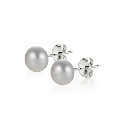PROUD PEARLS® pareloorbellen knopjes met zilvergrijze parels van 8mm