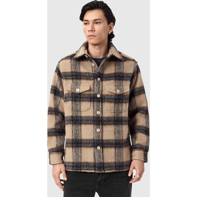 AllSaints Mogamy Ls Shirt Beige Taglia: XS | Camicie Casual Outlet | Uomo | Marrone