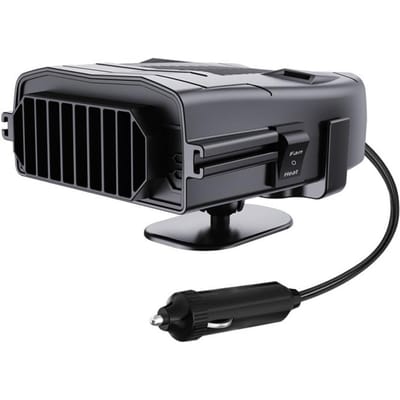 Draagbare Auto Kachel, 12V Snel Verwarmen of Koelen Ventilator met 360 Graden Draaibare Kop, 2-in-1 zwart