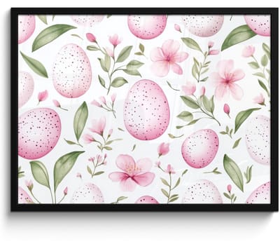 Poster in lijst - Fotolijst 70x50 cm - Posters - Patroon - Eieren - Roze - Pasen - Posterlijst zwart - Decoratie - Wanddecoratie woonkamer - Muurdecoratie slaapkamer