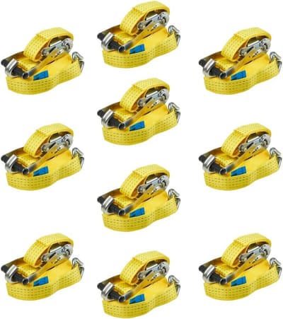 Spanbanden Set - Ratel Sjorbanden - Vastzetten Vracht - 4 Ton Capaciteit - 10 Meter Lengte - Geel