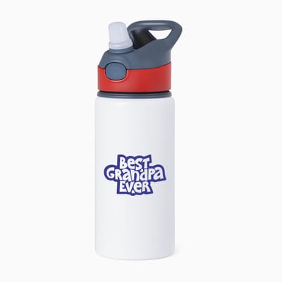 Hacebo® - best granpa ever waterfles met rietje rood - Opa - opa - cadeautje - kado - beste ooit - water fles - 650ML