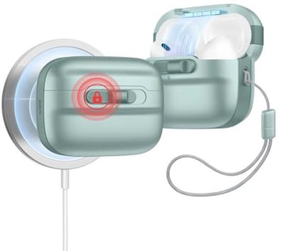 Beschermhoes voor AirPods Pro 2/1 - MagSafe, Magnetische Afdekking, Valbescherming met Koord - Groen