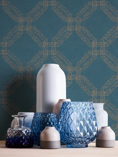 GEOMETRISCH STRUCTUUR BEHANG - Blauw Goud - AS Creation Pop Style