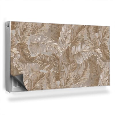 Wallfluent Magnetische Radiatorfolie - Decoratieve Radiator Magic - 110x60 cm - Bladcompositie In Gedempte, Delicate Bruintinten - Magnetische Radiator Folie 1Mm Dik - Bruin Behangplanten Radiator Afdekking Zonder Lijm