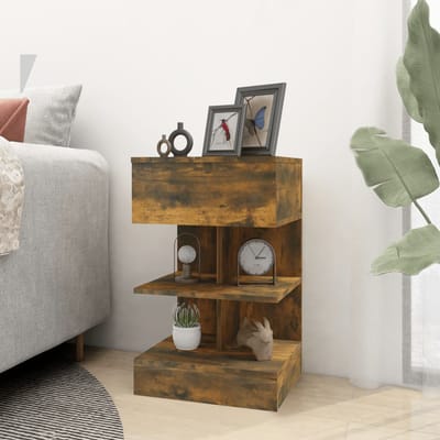 vidaXL - Nachtkastjes - 2 - st - 40x35x65 - cm - bewerkt - hout - gerookt - eikenkleurig
