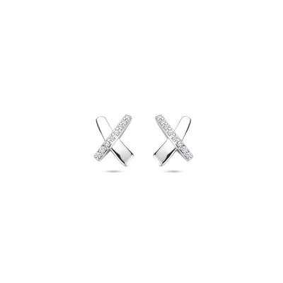 YO&NO Oorknoppen zirkonia - Dames - 9 mm - Siraden Vrouw - Gerhodineerd 925 zilver