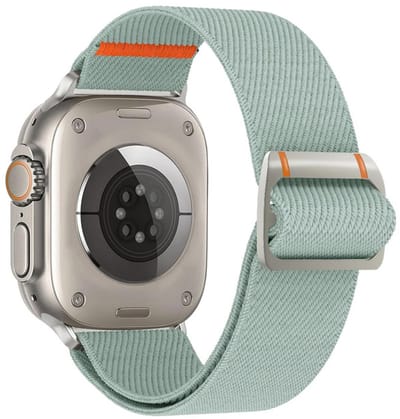 Nylon bandje - geschikt voor Apple Watch 1/2/3/4/5/6/7/8/9/10/11/ SE (1,2,3) met maat 38 mm / 40 mm / 41 mm en 42 mm (Watch 10/11) - gesp sluiting - mint blauw