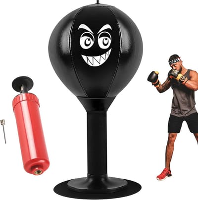 Mini Bokszak voor Bureau - Stressbal met Sterke Zuignap voor Thuis of Kantoor