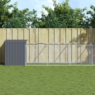 vidaXL - Hondenhok - met - ren - 110x813x110 - cm - gegalvaniseerd - staal - antraciet