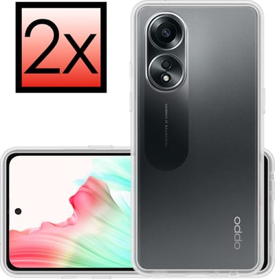 Hoesje - 2 Stuks - Geschikt voor OPPO A58 - Sterk & Shockproof - Case Siliconen - Back Cover - Telefoon Hoes - Transparant