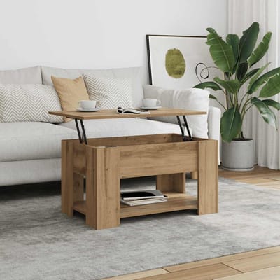 vidaXL - Salontafel - 79x49x41 - cm - bewerkt - hout - artisanaal - eikenkleur