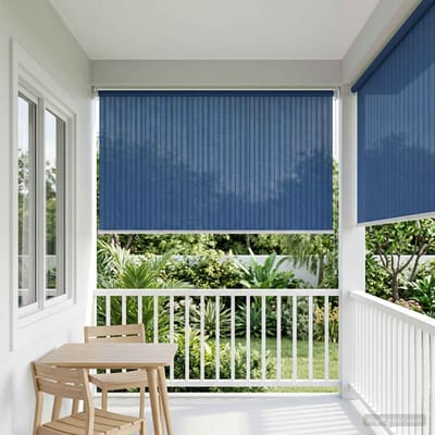vidaXL - Buitenrolgordijn - 90% - UV-blok - Blauw - 140 - x - 140 - cm - HDPE
