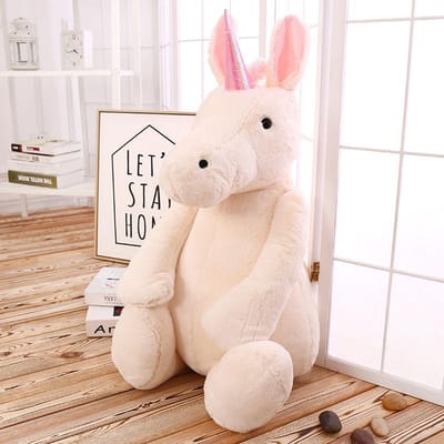 Nieuw Schattig Eenhoorn Pluche Speelgoed Zachte Knuffel Hoge Kwaliteit Woondecoratie Kussen Cadeau Voor Kinderen Verjaardag Kerstmis 60cm beige