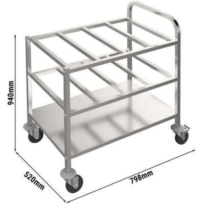 GGM Gastro Servierwagen 800mm - mit 2 Abstellflächen für jeweils 12 GN1/6 Behälter