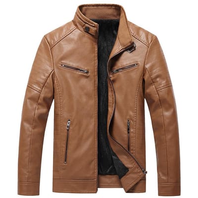 Veste en cuir de printemps Belle veste pour jeune Veste en cuir de couleur unie Veste pour homme Printemps et Automne 3XL black