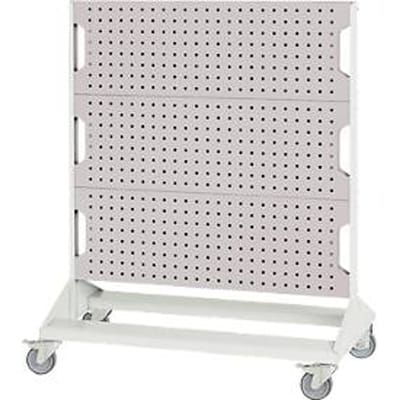 Verrijdbaar Perfo Rack systeem, 6 geperforeerde panelen, B 1000 x D 550 x H 1250 mm, staal, lichtgrijs RAL 7035/lichtgrijs RAL 7035