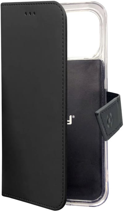 Celly Wally Bookcase Hoesje - Geschikt voor Apple iPhone 13 Mini - Kunstleer - Pasjeshouder - Zwart