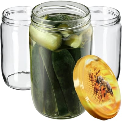 KADAX Wekpotten 720 ml, inmaakpot om in te zetten, inmaakpotten voor schroefdeksel, jampot, voorraadpot, conservenglas, ronde glazen (bijen/8 stuks)