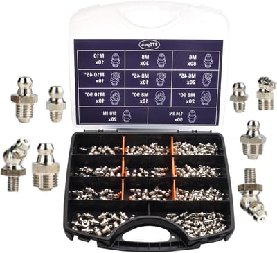 Vetnippels Set - Smeerfittingen Assorti - Machine Onderhoud - Gegalvaniseerd Materiaal - 270 Stuks - Zilverkleurig