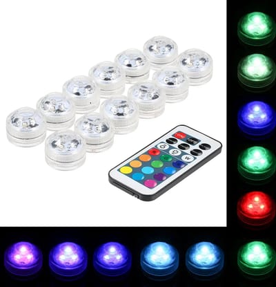 Set van 12 LED RGB onderwater zwembadlampen met afstandsbediening [13 kleuren, 3 lichtstanden] IP68 waterdicht