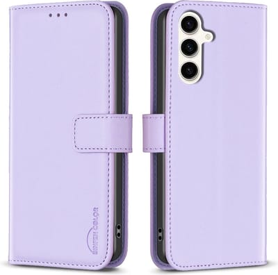 BINFEN Hoesje - Geschikt voor Samsung Galaxy S24 FE Hoesje - BINFEN Color Book Case - Lavendel