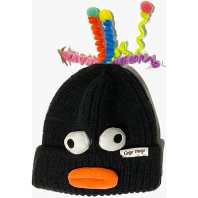 Herfst en Winter Kinderen Warme Gebreide Muts Ouder Kind Wollen Muts Meisje Schattige Cartoon Grappige Ogen Tentakels Zullen Gaan Gloeien black