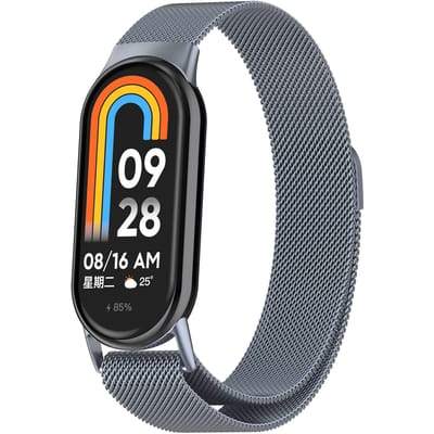 Strap-it Milanese band met magneetsluiting - Geschikt voor Xiaomi Mi Smart Band 8 / Band 9 (space grey)