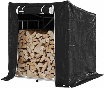 Brandhoutrek - Houtopslag - Droog Opslaan - Waterdichte Hoes - 100 cm - Zwart