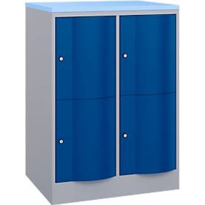 C+P lockerkast Resisto, 2 vakken, 4 vakken, B 772 x D 640 x H 1077 mm, blank aluminium/ gentiaanblauw