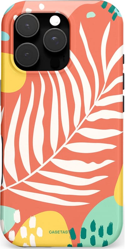 Casetastic hoesje geschikt voor Apple iPhone 16 Pro - MagSafe - Dubbellaagse bescherming - Zomeravond - Fashion Case - Perzik Koraal Mintgroen Goud