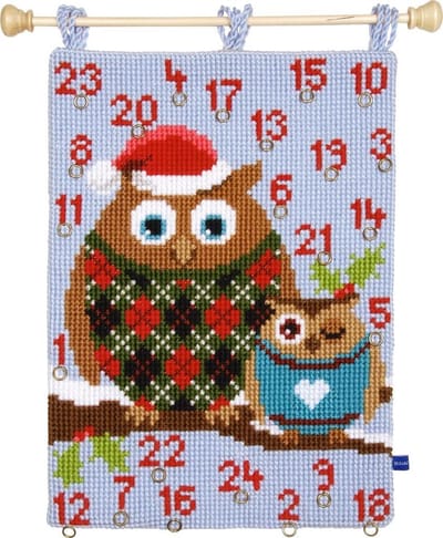 Vervaco - Kruiswandtapijt kit - Kerst - Kerstuilen - PN-0154733 - Borduren - Borduurpakket - Borduurpakket volwassenen - Borduurpakket kind