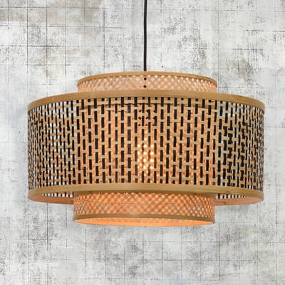 GOOD&MOJO Hanglamp Bhutan - Bamboe/Zwart - Ø50cm - Scandinavisch,Bohemian - Hanglampen Eetkamer, Slaapkamer, Woonkamer