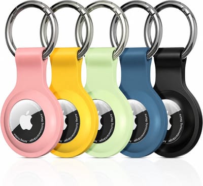 5 stuks Siliconen Case voor Air Tag, Houder voor Apple AirTag Sleutelhanger, Anti-Verlies Sleutelring voor Sleutels, Huisdieren, Bagage