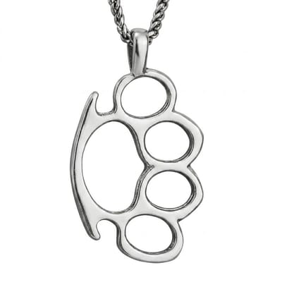 Zilverkleurige schakel ketting voor heren met boksbeugel hanger