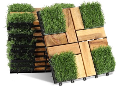 Houten Terrastegels - Balkon vloer - Buiten creëren - Acaciahout kliksysteem - 30x30 cm - Natuurlijk hout